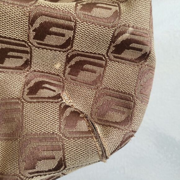 Fubu Monogram Baguette Shoulder Bag Y2k 00s Buckle Brown 12 x 7 VTG - Picture 4 of 10